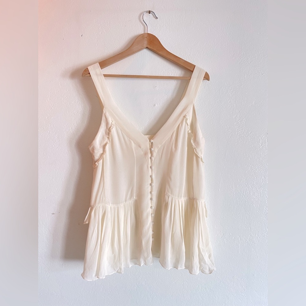 Semi Sheer Frilly Top w/ Buttons